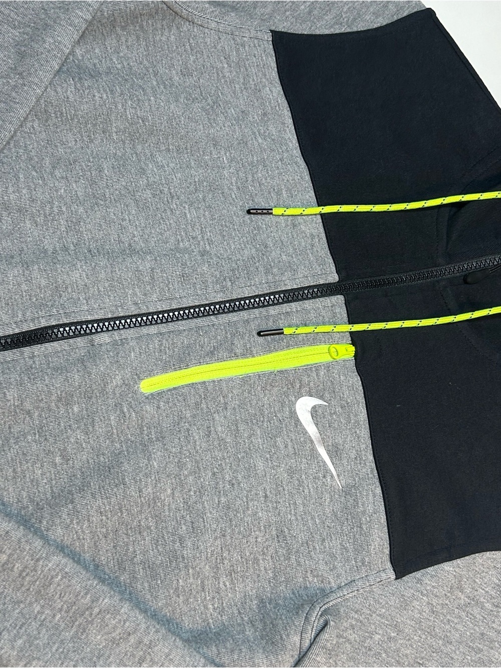 Nike AV15 Advance 15 Fleece Full Zip Hoodie Heather Grey Black Volt Medium - Picture 3 of 7